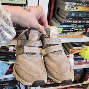 Sorel Womens Grey Tan Suede Tennis Shoes Sneakers